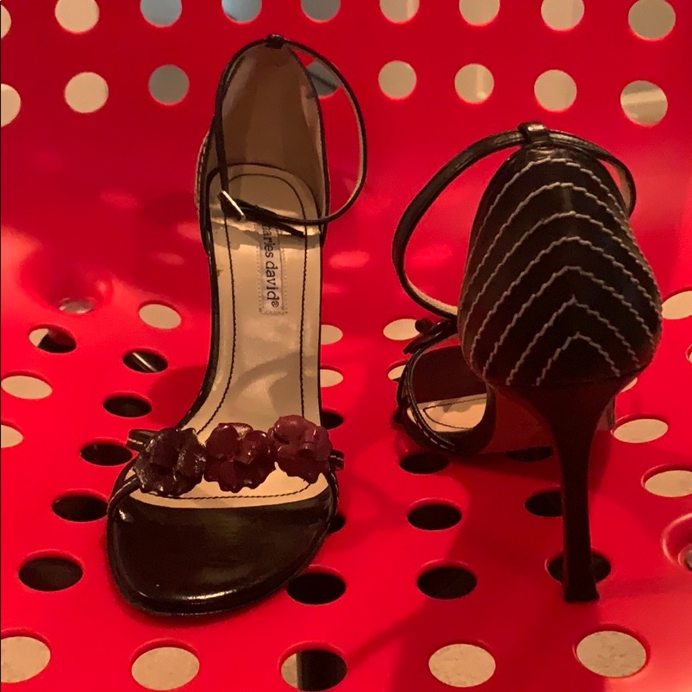 Charles David Leather Flower Heels